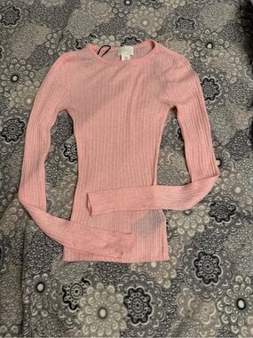 H&M Ribbed Long-Sleeve Top - Pink